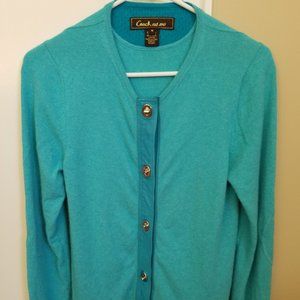 Coach Cashmere Turnlock Cardigan Sweater - Size M